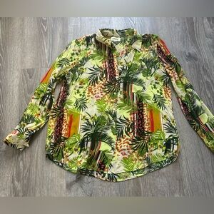 L'AGENCE Women’s Tropical Floral Print Silk Nina Blouse  Size Medium